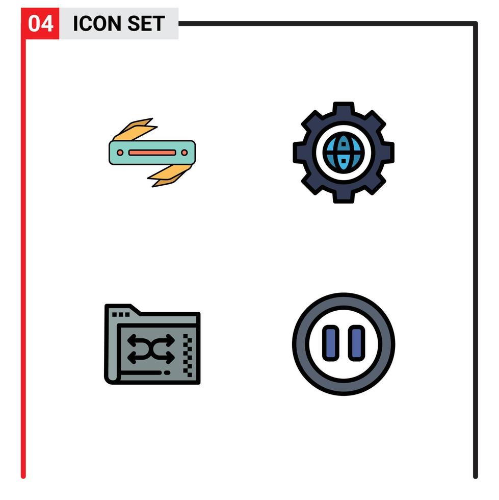 4 Universal Filledline Flat Colors Set for Web and Mobile Applications knife backup blade design files Editable Vector Design Elements