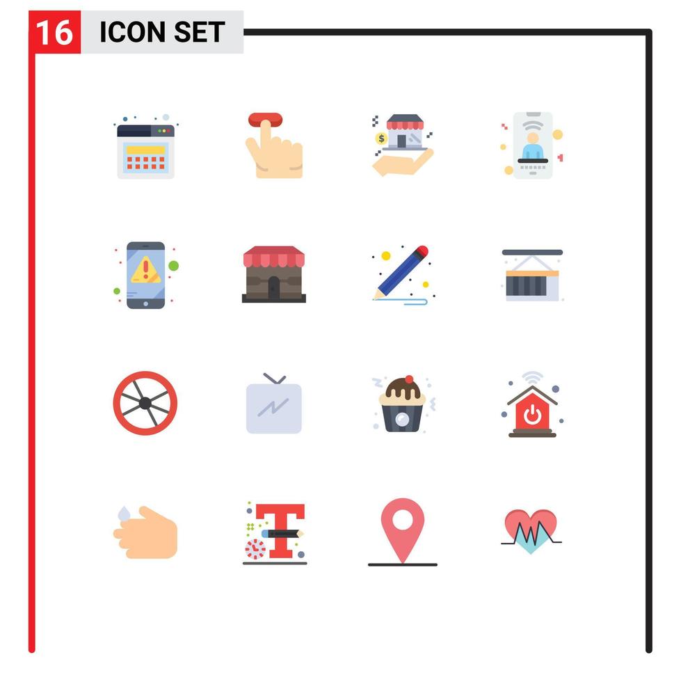 16 Universal Flat Color Signs Symbols of landing dollar click business user Editable Pack of Creative Vector Design Elements