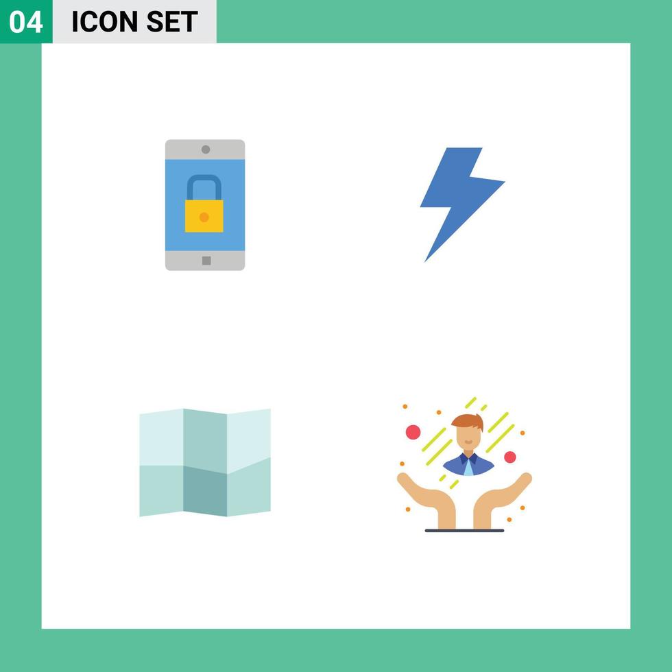 Pictogram Set of 4 Simple Flat Icons of application map mobile charg customer care Editable Vector Design Elements
