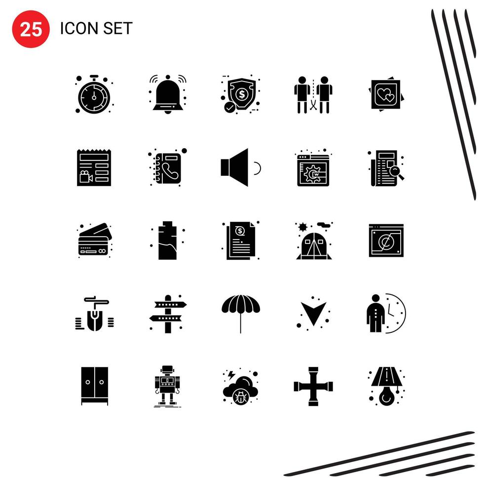 Group of 25 Solid Glyphs Signs and Symbols for heart shared ecommerce people knowledge Editable Vector Design Elements