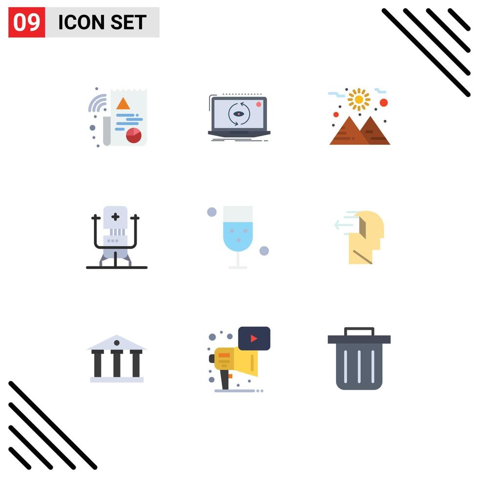 conjunto de 9 iconos de interfaz de usuario modernos signos de símbolos para beber elementos de diseño de vector editables de bot de máquina de planeta médico