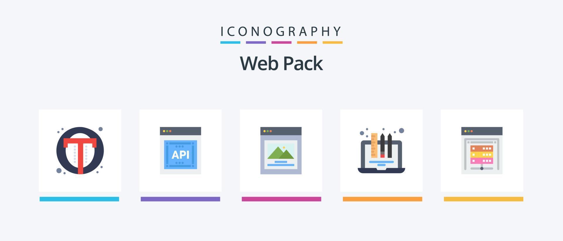 Web Pack Flat 5 Icon Pack Including computer server. laptop. software. drawing. design. Creative Icons Design vector