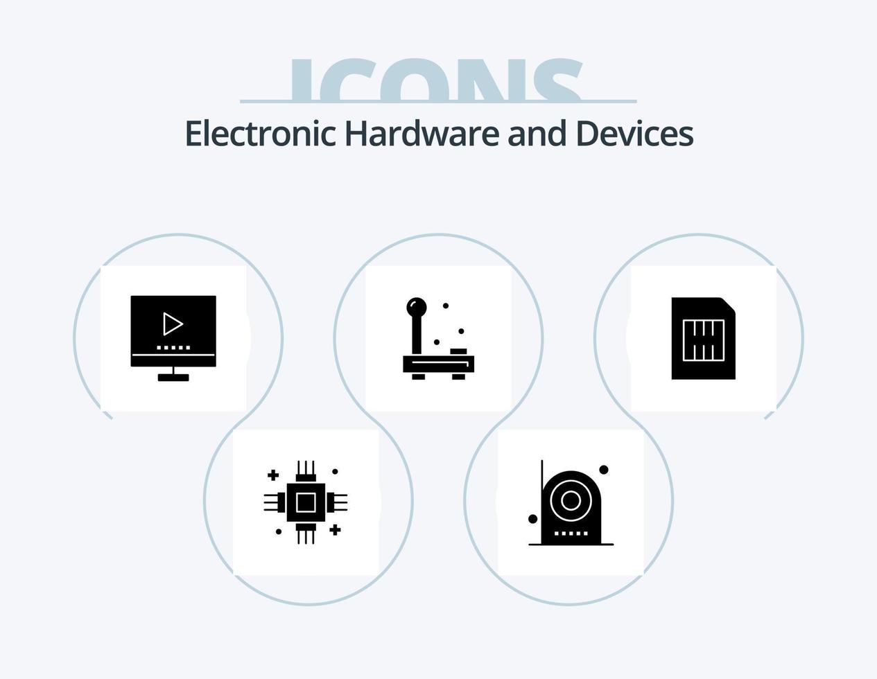 diseño de iconos del paquete de iconos de glifo de dispositivos 5. electrónico. dispositivos. electrónico. video. tecnología vector