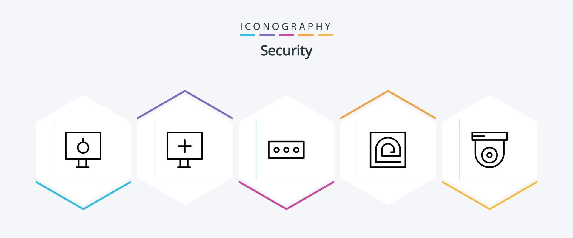 Security 25 Line icon pack including dome. reader. warning. password. finger vector