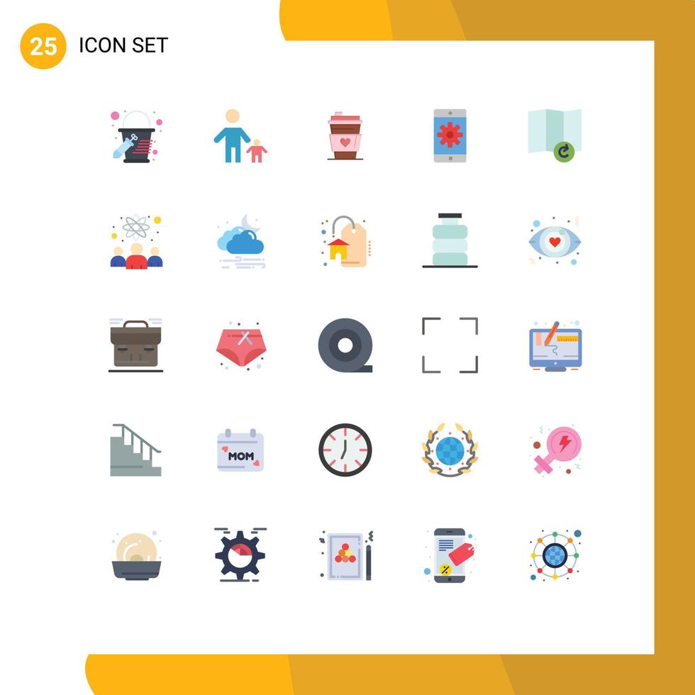 25 Universal Flat Colors Set for Web and Mobile Applications refresh setting glass mobile application application Editable Vector Design Elements