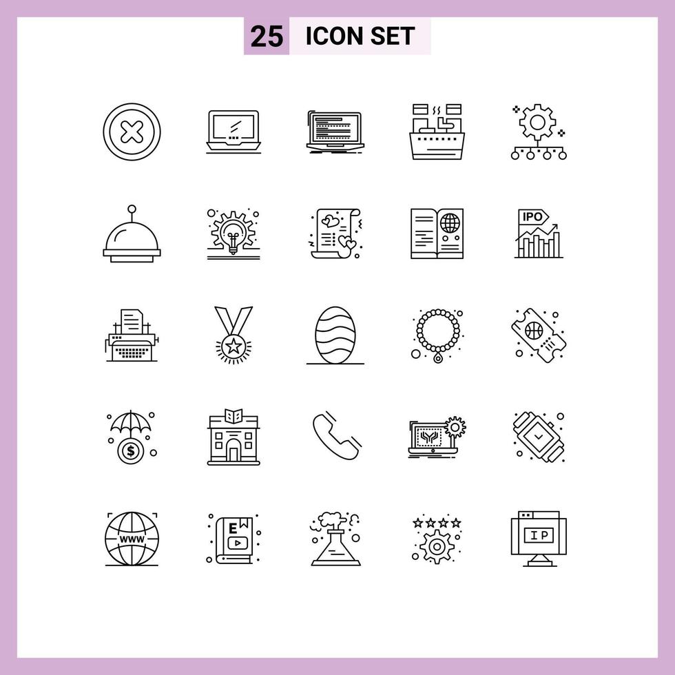 25 Universal Line Signs Symbols of authority responsibility spa code soak script Editable Vector Design Elements