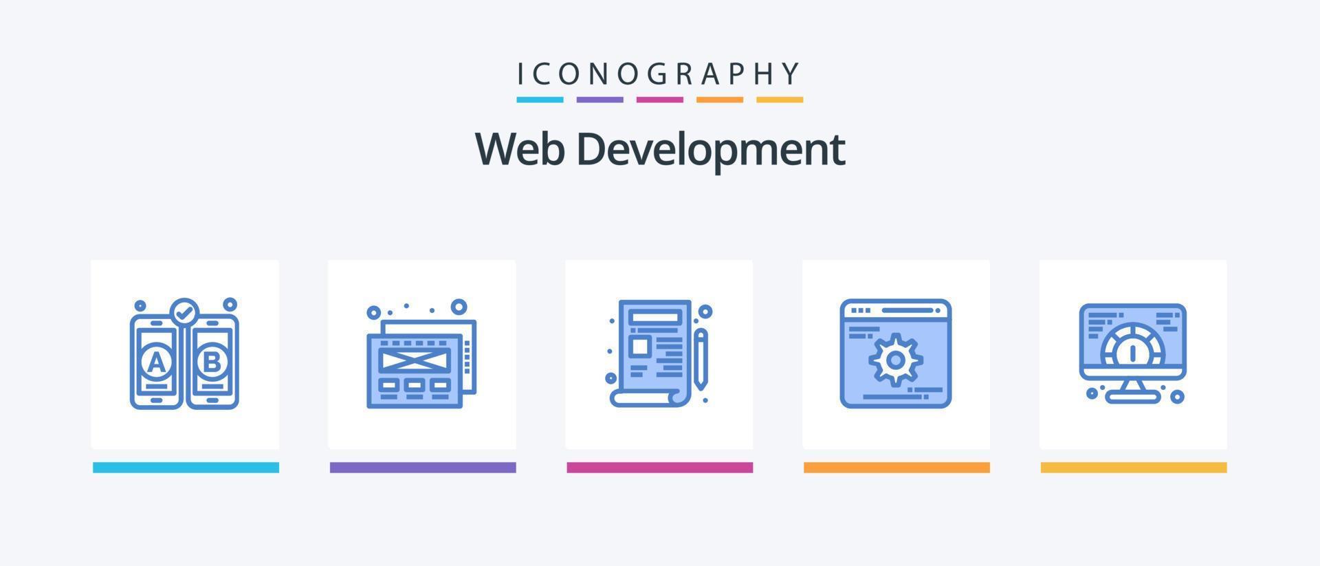 Web Development Blue 5 Icon Pack Including . website. drawing. web. optimization. Creative Icons Design vector