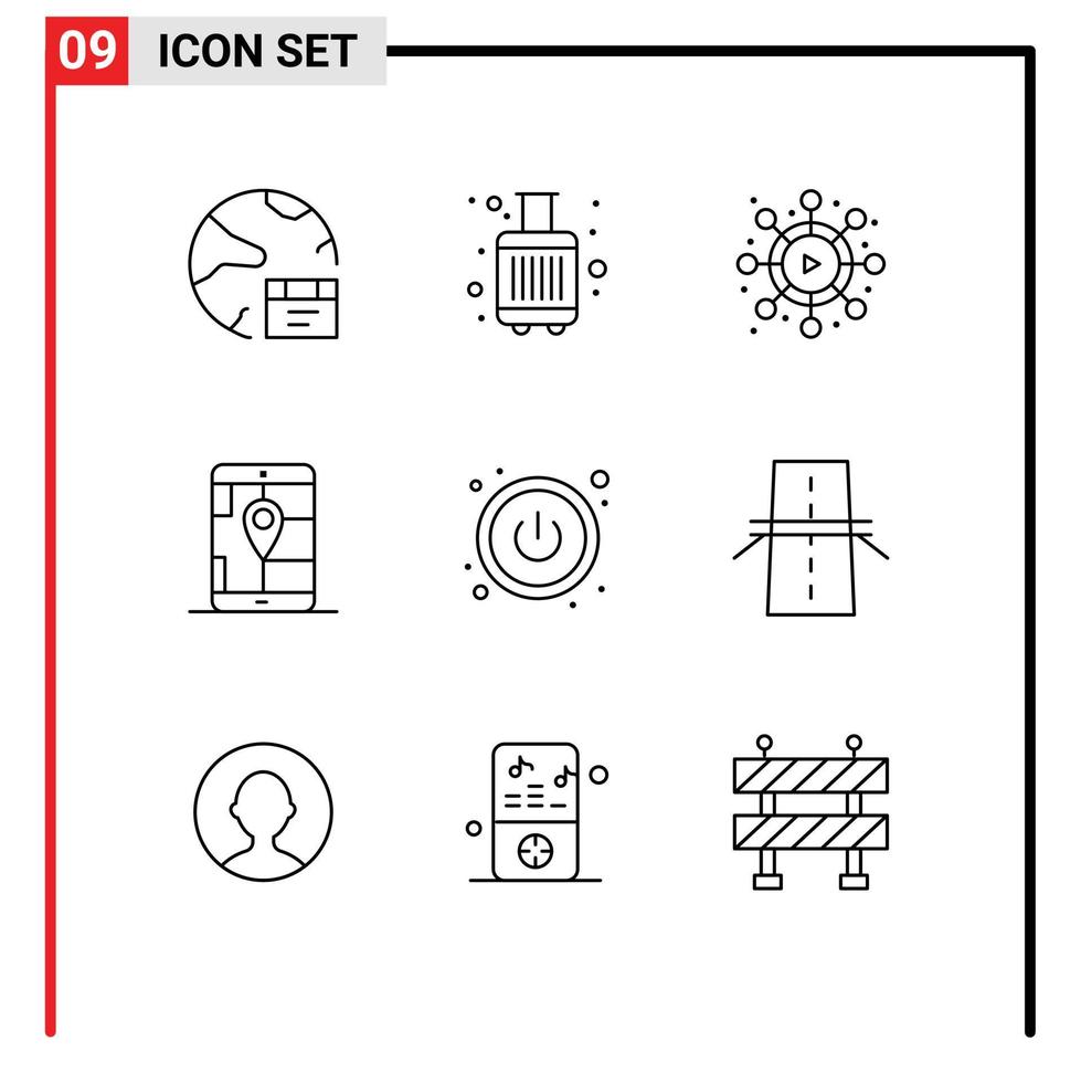 Outline Pack of 9 Universal Symbols of switch navigation tourist location app Editable Vector Design Elements