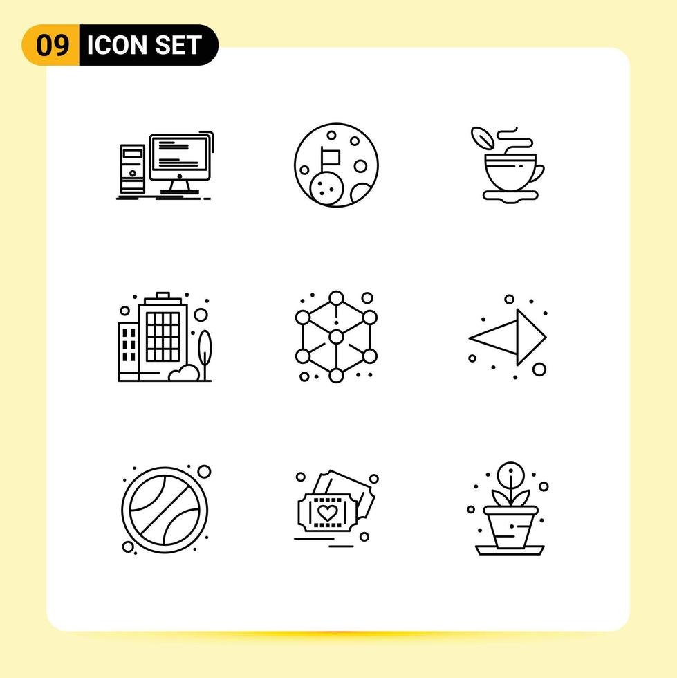 User Interface Pack of 9 Basic Outlines of modeling company planet enterprise coffee Editable Vector Design Elements