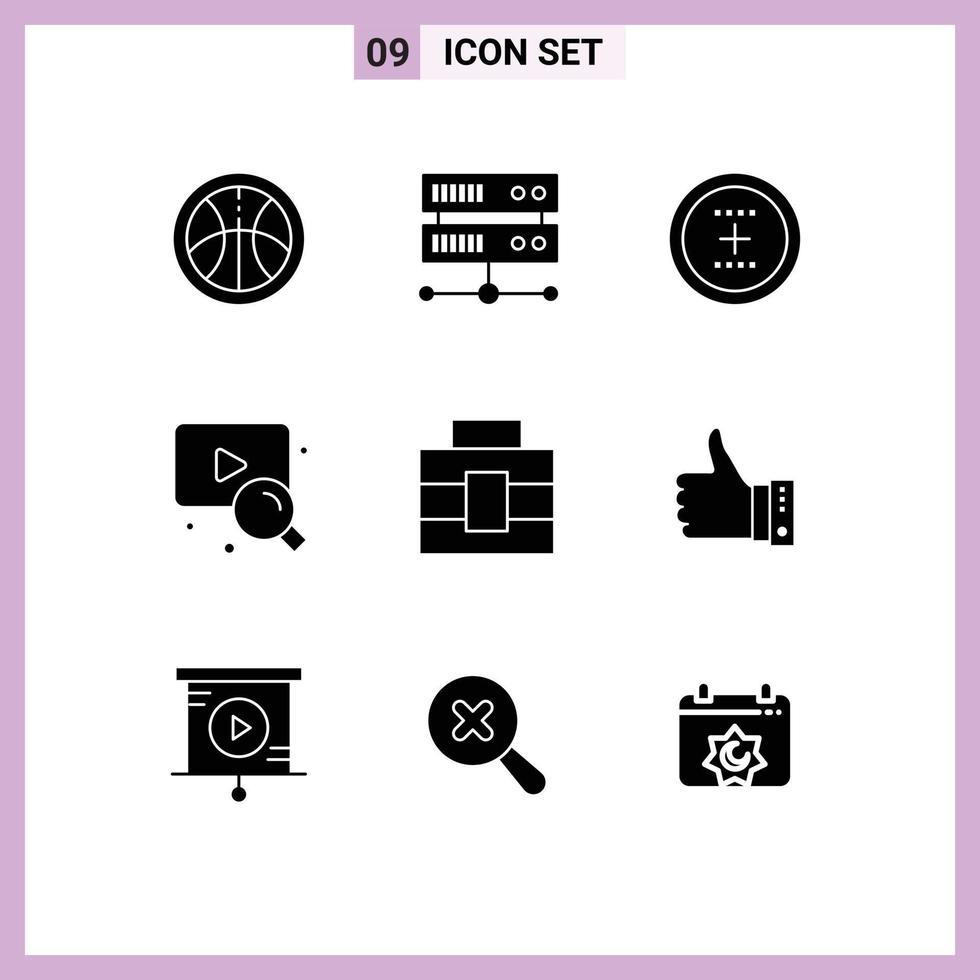 9 Creative Icons Modern Signs and Symbols of like toolbox interface briefcase video Editable Vector Design Elements