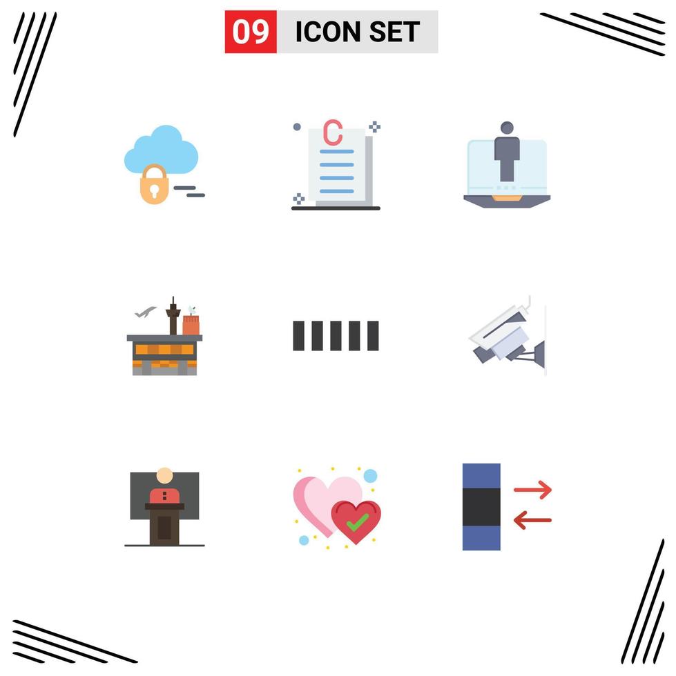 Editable Vector Line Pack of 9 Simple Flat Colors of phone transportation hardware transport shipping Editable Vector Design Elements