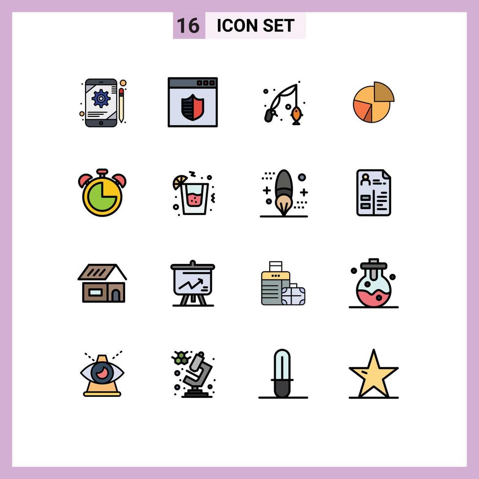 Set of 16 Modern UI Icons Symbols Signs for pie finance fish diagram chart Editable Creative Vector Design Elements