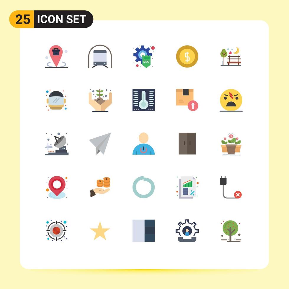 25 iconos creativos signos y símbolos modernos de dinero moneda transporte efectivo seo elementos de diseño vectorial editables vector