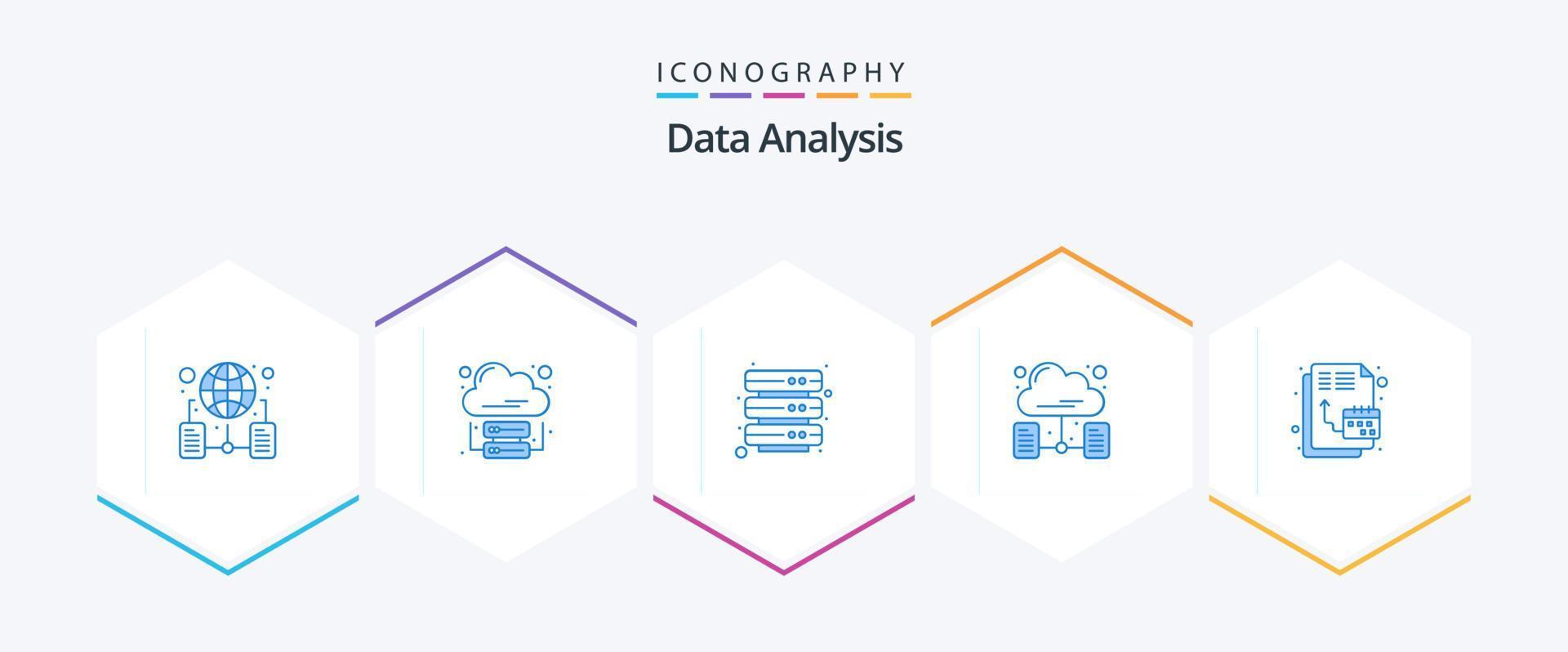 Data Analysis 25 Blue icon pack including digital. network. cloud internet. data. server vector