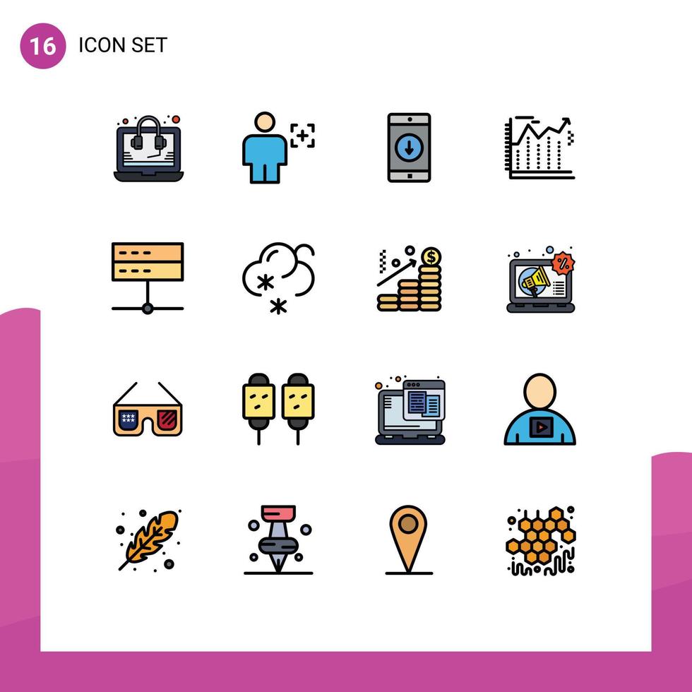 paquete de iconos de vectores de stock de 16 signos y símbolos de línea para flechas de reconocimiento de economía bancaria hacia abajo elementos de diseño de vectores creativos editables