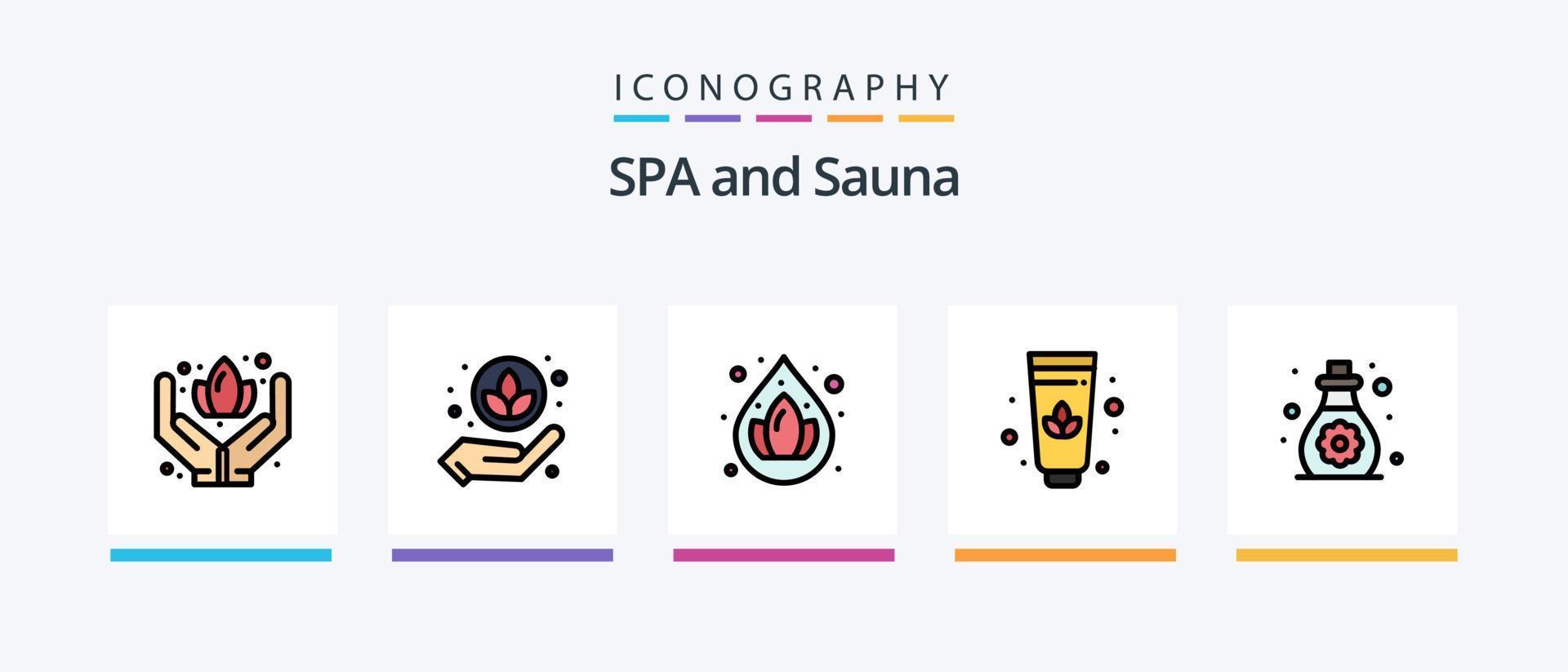 la línea de sauna llenó el paquete de 5 íconos que incluye. sauna. sauna. amar. corazón. diseño de iconos creativos vector
