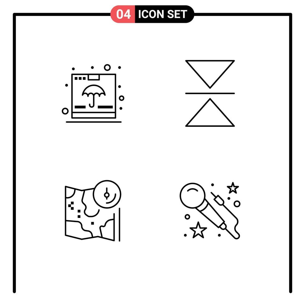 Pictogram Set of 4 Simple Filledline Flat Colors of box google insurance mirror track Editable Vector Design Elements