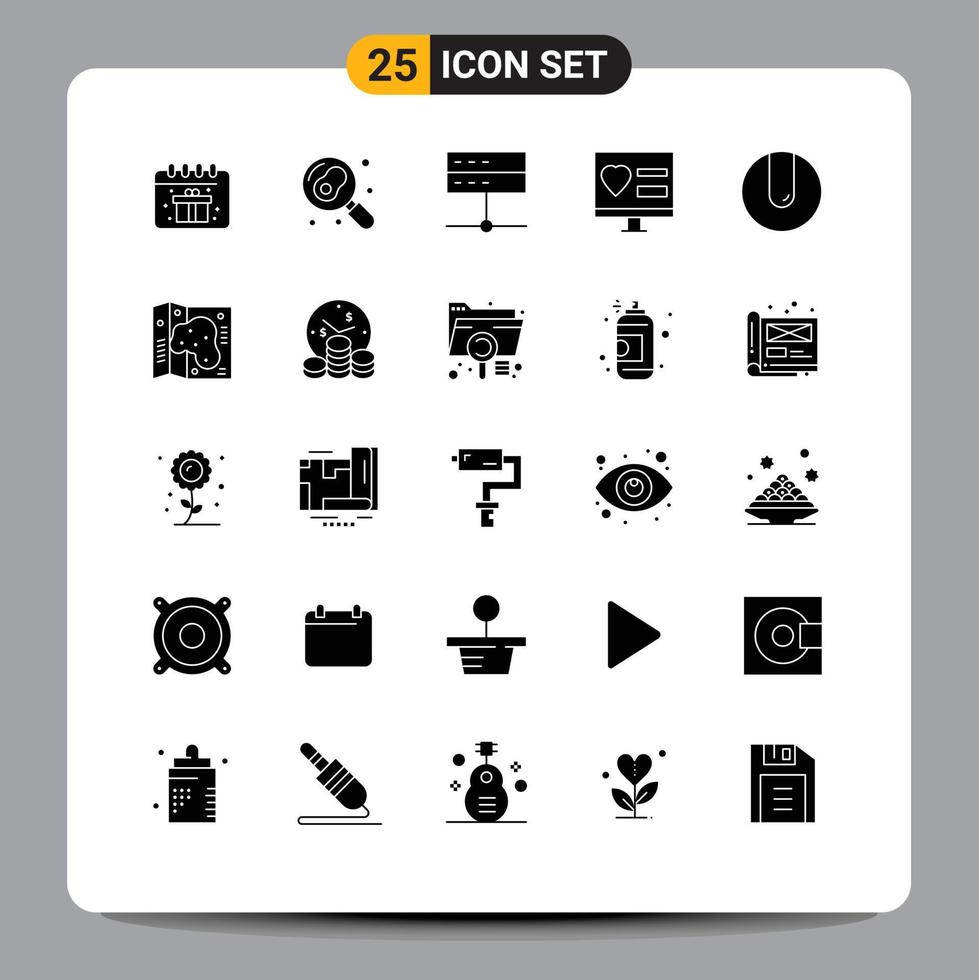 Set of 25 Modern UI Icons Symbols Signs for ball web data love app Editable Vector Design Elements