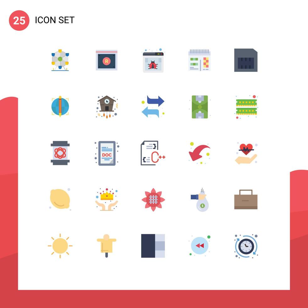 25 Thematic Vector Flat Colors and Editable Symbols of sim card browser design web Editable Vector Design Elements