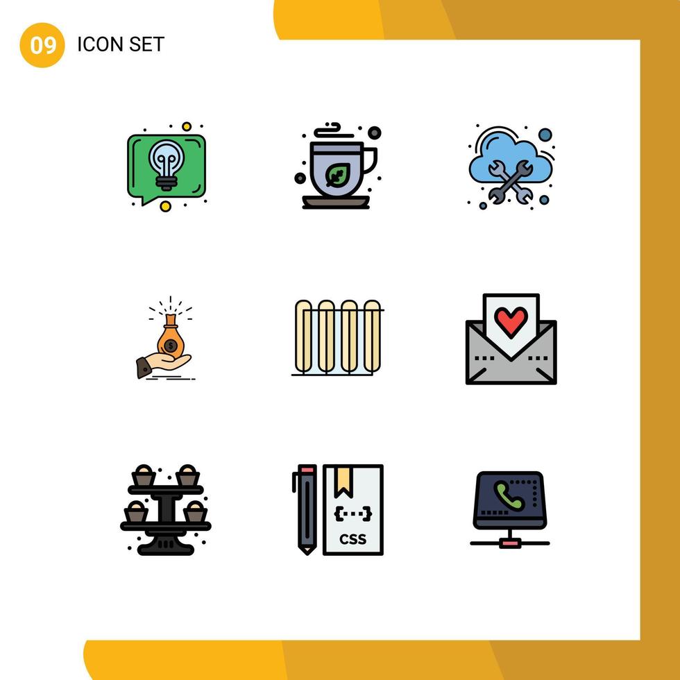 9 Filledline Flat Color concept for Websites Mobile and Apps debt business database hand dollar Editable Vector Design Elements