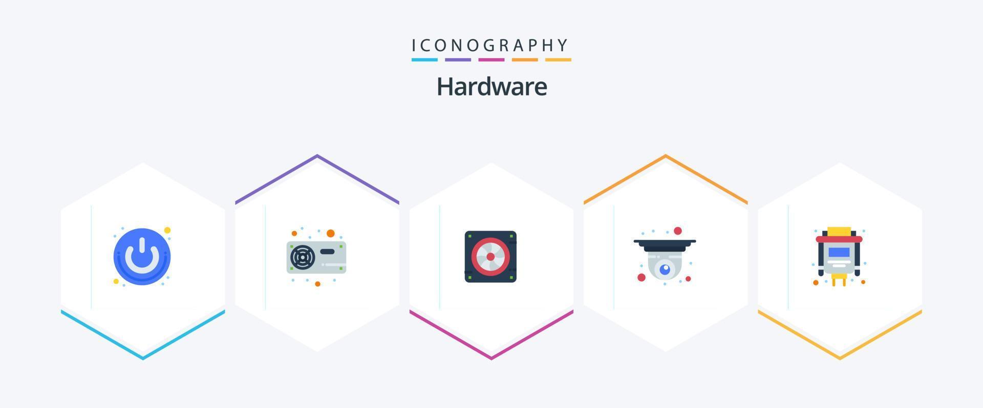 Hardware 25 Flat icon pack including security camera. cctv. radiator. camera. fan vector