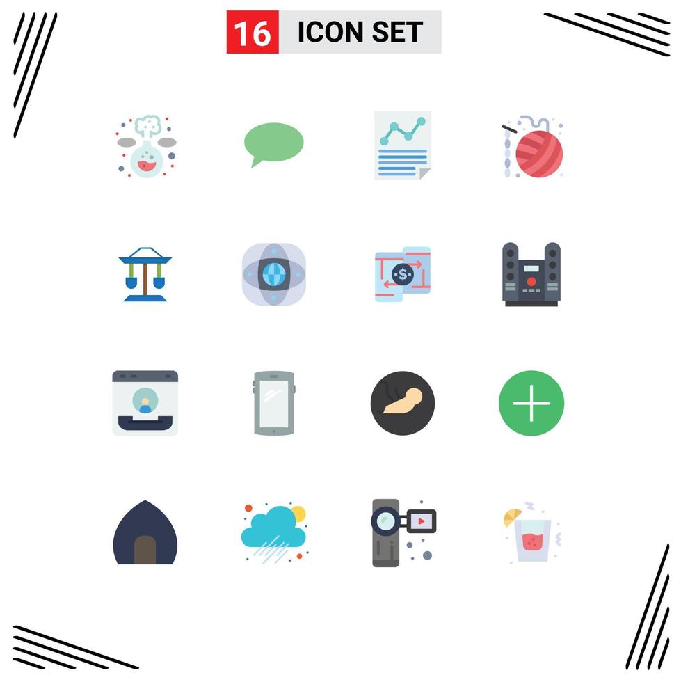 16 Universal Flat Colors Set for Web and Mobile Applications chemistry letter chat mail report Editable Pack of Creative Vector Design Elements