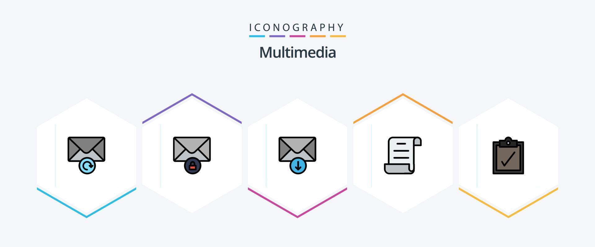 Multimedia 25 FilledLine icon pack including . send. . complete vector