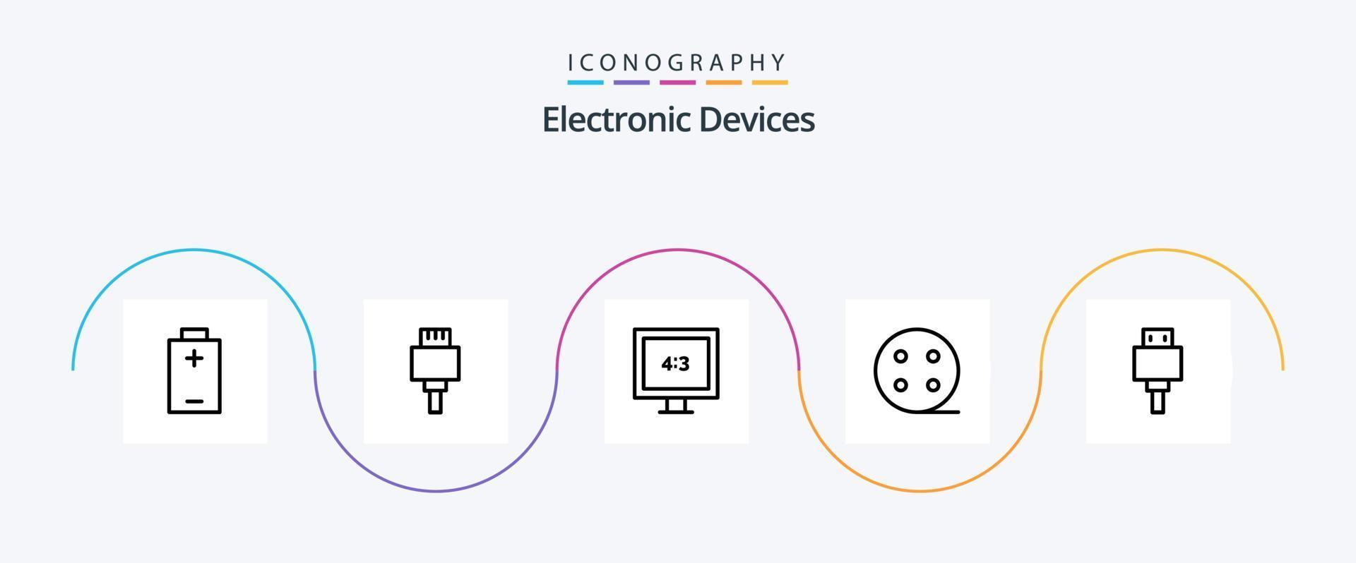 Devices Line 5 Icon Pack Including . usb. tv. storage. devices vector