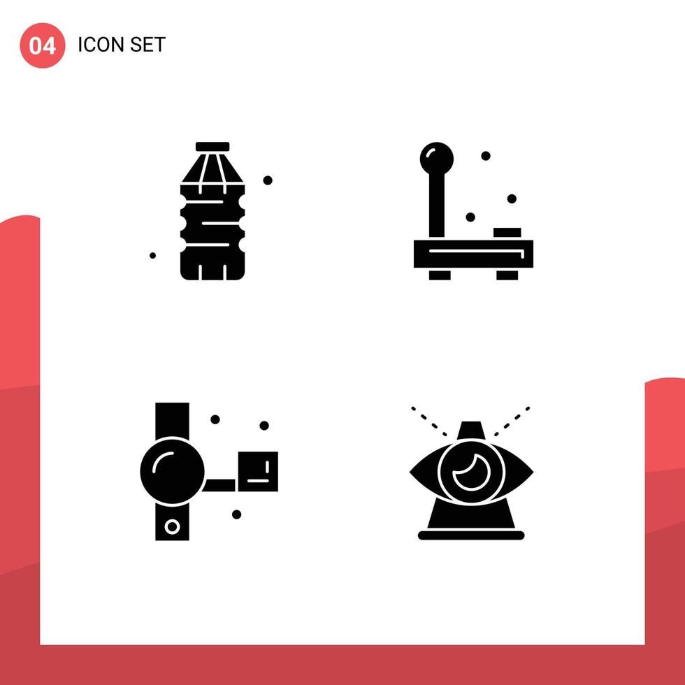 User Interface Pack of 4 Basic Solid Glyphs of bottle camcorder water electronic handycam Editable Vector Design Elements