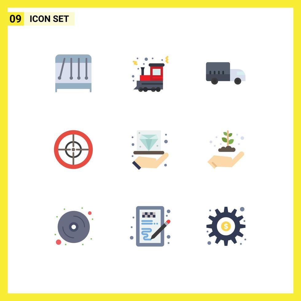 Set of 9 Vector Flat Colors on Grid for hold diamond logistics business badge Editable Vector Design Elements