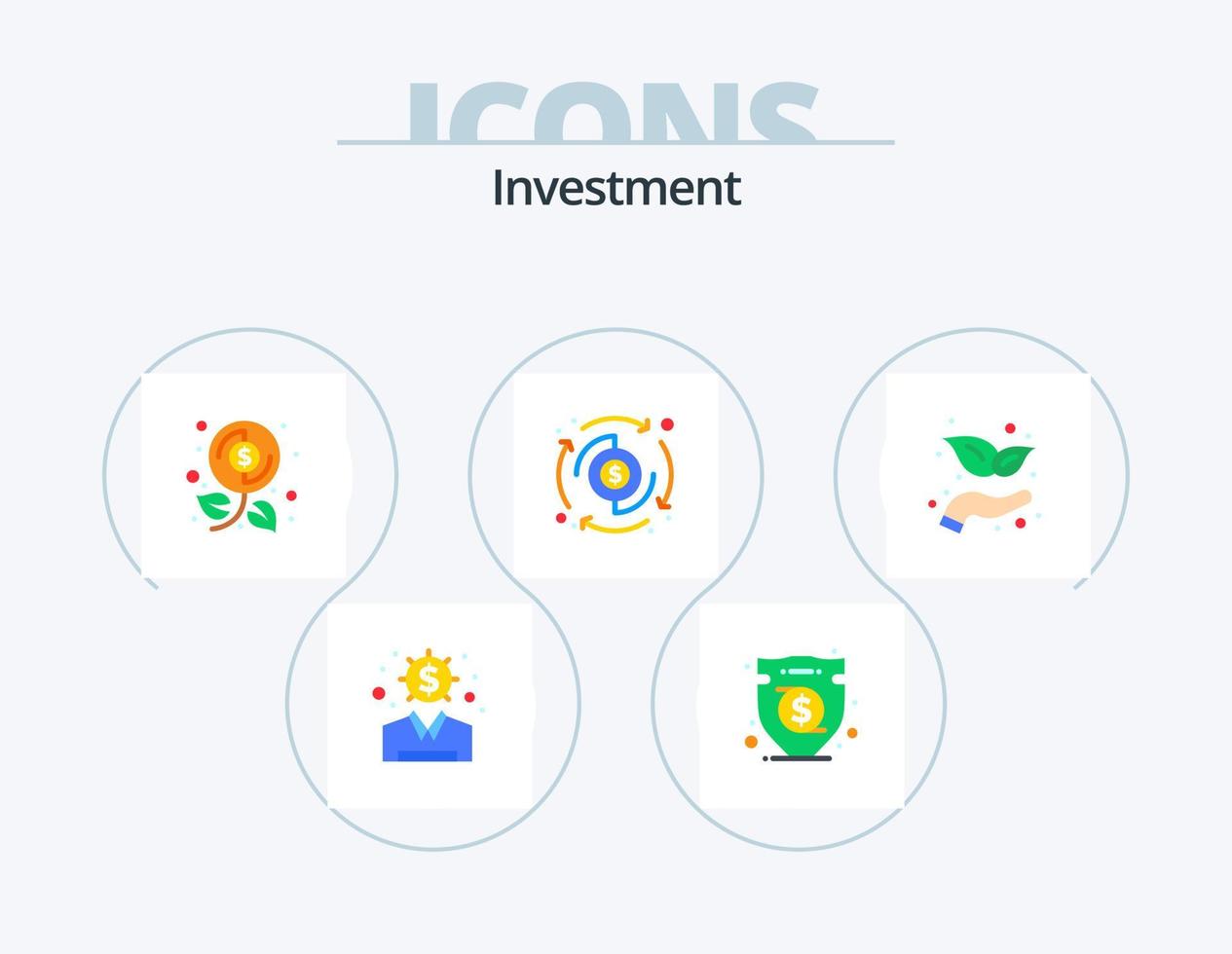 paquete de iconos planos de inversión 5 diseño de iconos. inversión. transferir. presupuesto. Procesando. dólar vector