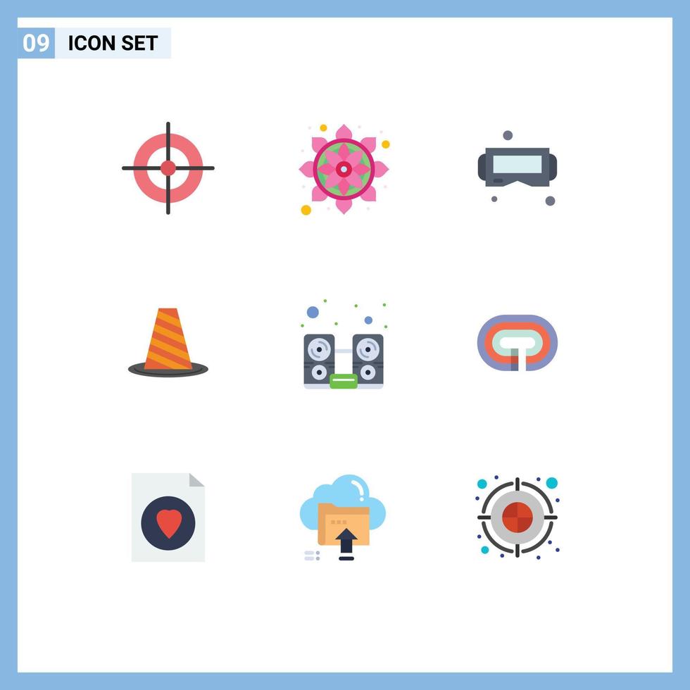 Set of 9 Modern UI Icons Symbols Signs for computer stop glasses roadblock protection Editable Vector Design Elements