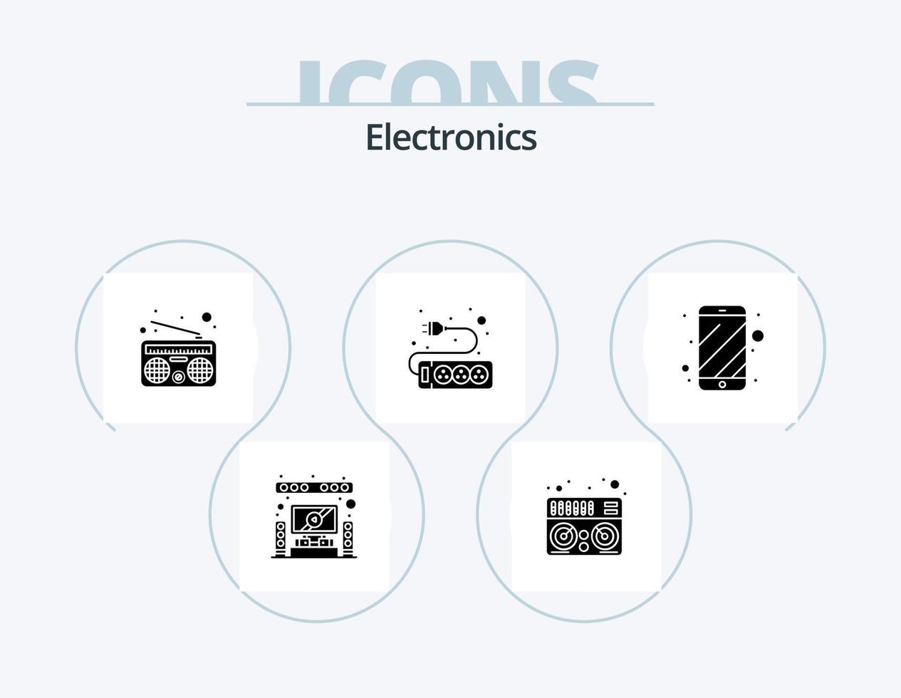 paquete de iconos de glifos electrónicos 5 diseño de iconos. . teléfono. medios de comunicación. móvil. enchufe vector