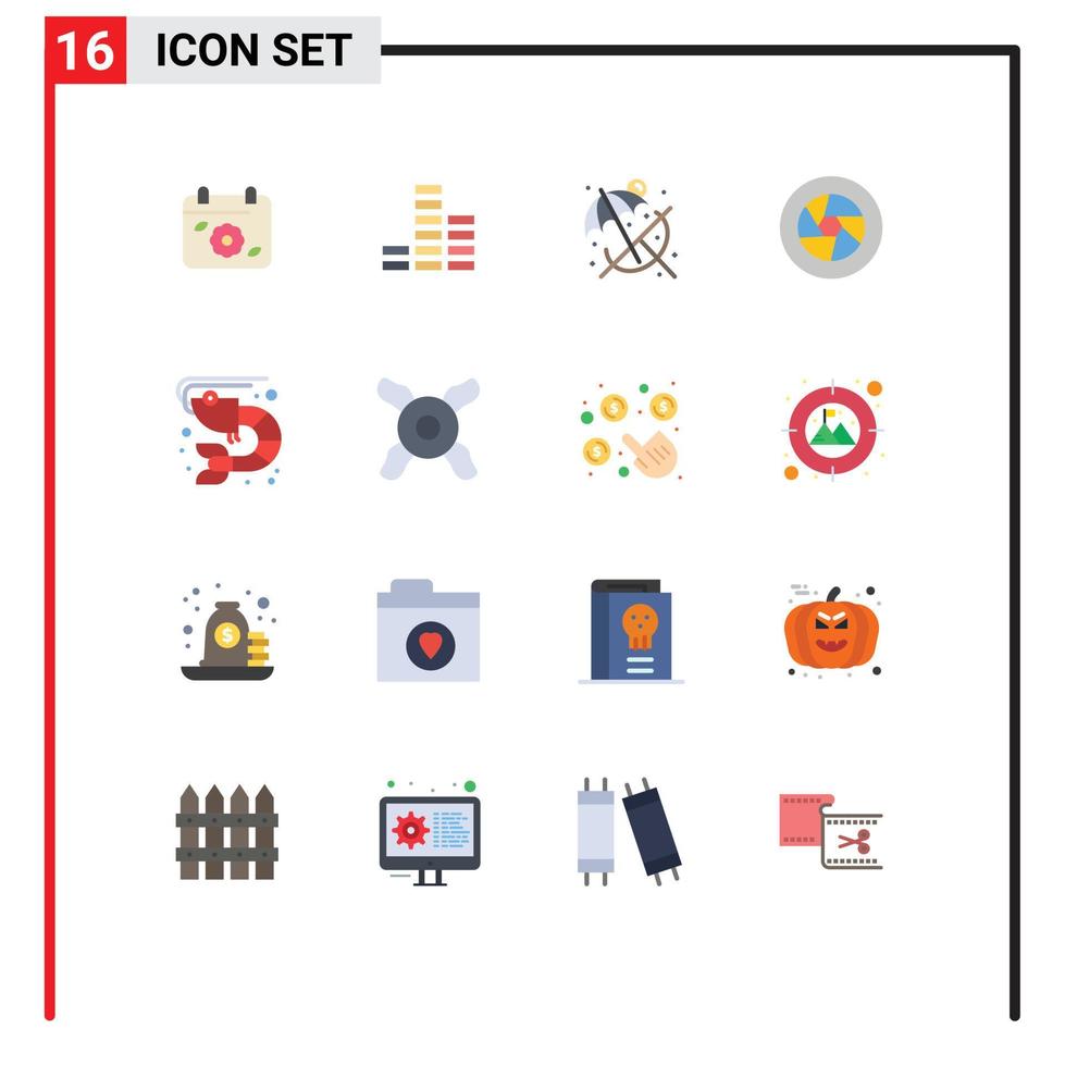 Group of 16 Flat Colors Signs and Symbols for calendar summer spring multimedia film Editable Pack of Creative Vector Design Elements
