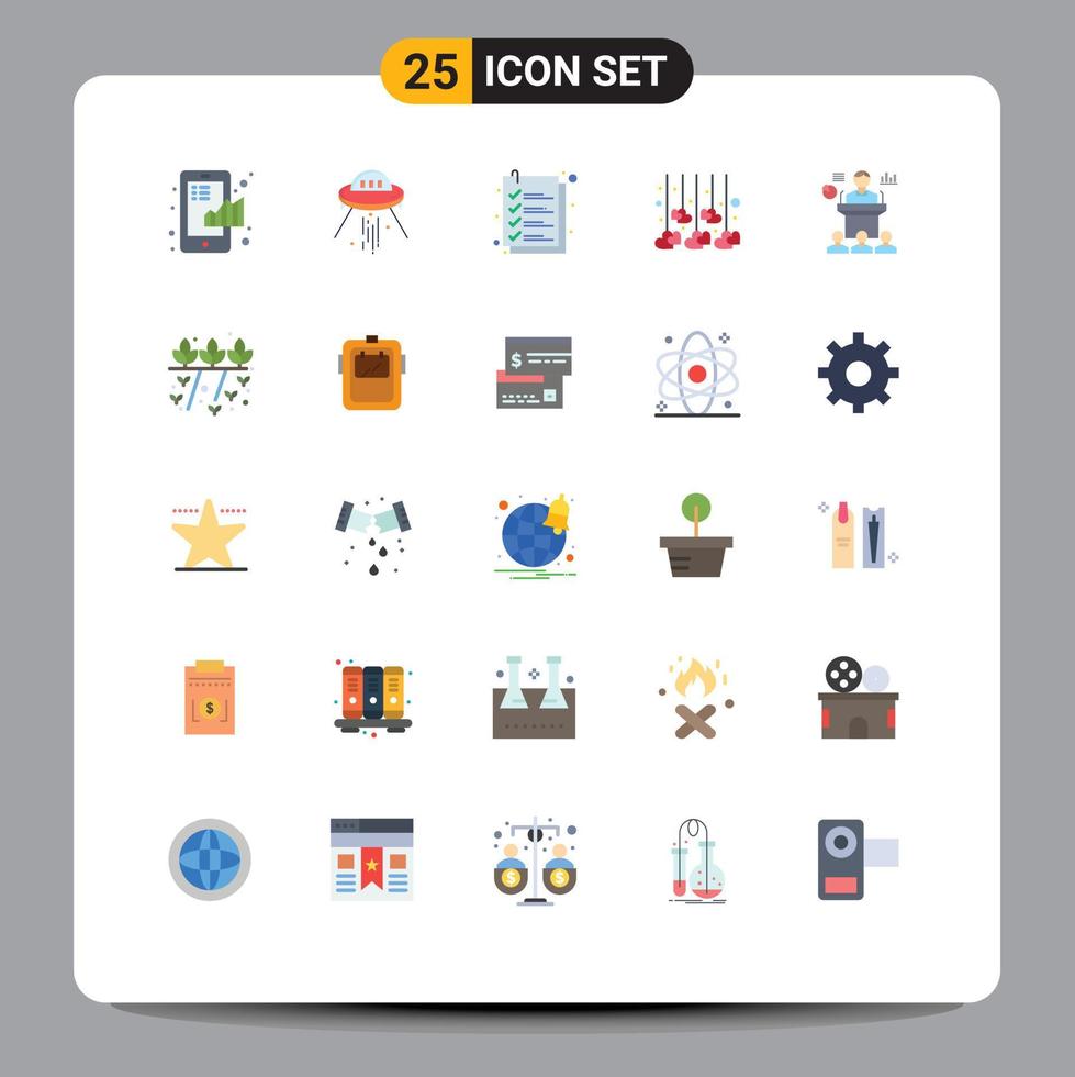 25 iconos creativos signos y símbolos modernos de decoración de cohetes de corazón de boda lista elementos de diseño vectorial editables vector