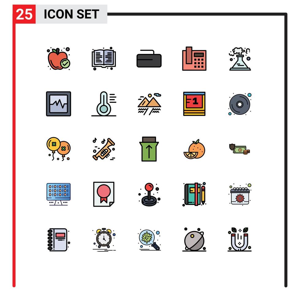 Universal Icon Symbols Group of 25 Modern Filled line Flat Colors of analytics production sport pollution call Editable Vector Design Elements
