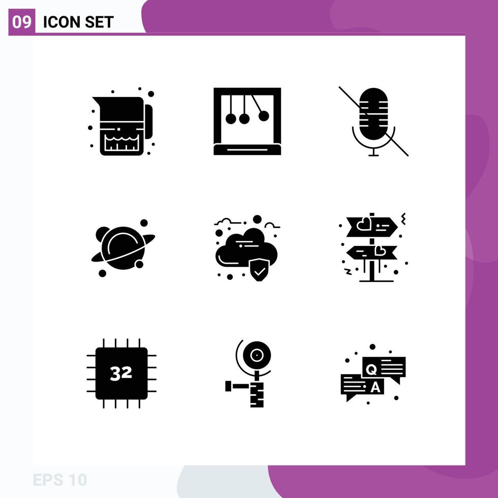 Stock Vector Icon Pack of 9 Line Signs and Symbols for board data microphone cloud science Editable Vector Design Elements