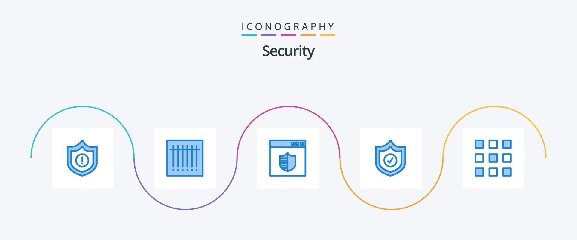 paquete de iconos azul de seguridad 5 que incluye el número. cerraduras de llave blindaje. código. blindaje vector