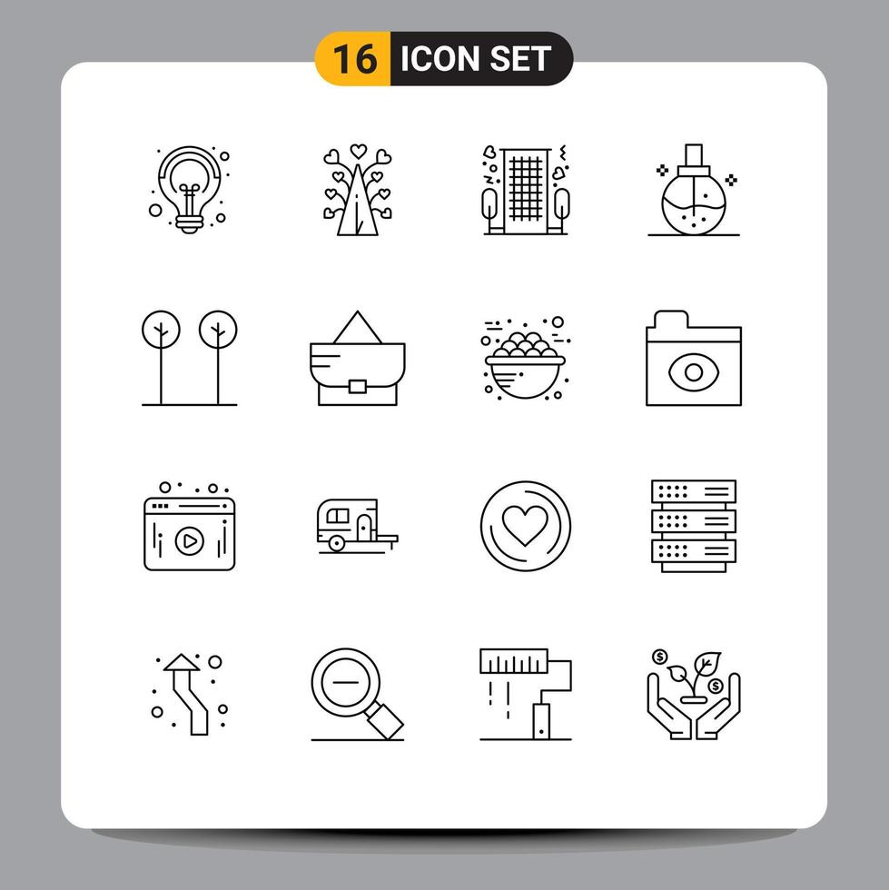 Mobile Interface Outline Set of 16 Pictograms of health care valentines day beauty romance Editable Vector Design Elements