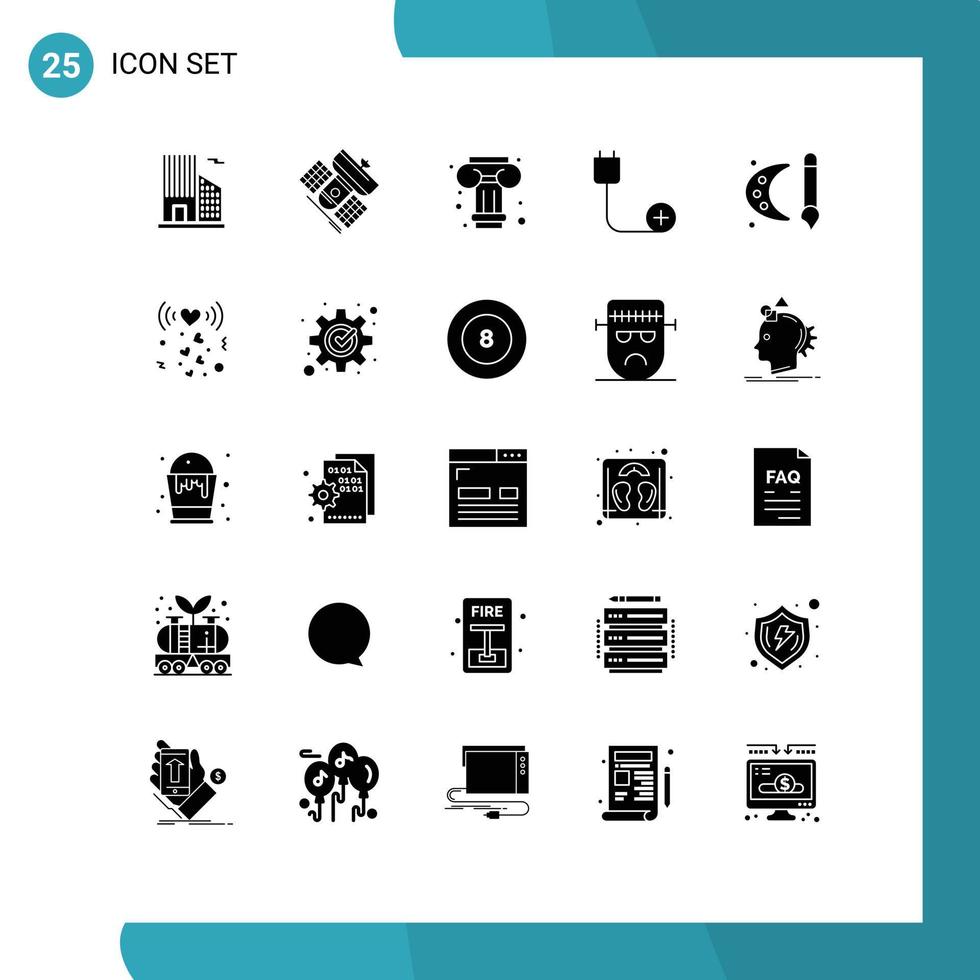Universal Icon Symbols Group of 25 Modern Solid Glyphs of paint pallet hardware art devices computers Editable Vector Design Elements
