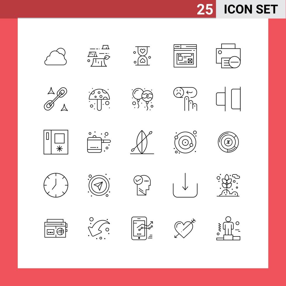 25 Thematic Vector Lines and Editable Symbols of design web heart page waiting Editable Vector Design Elements