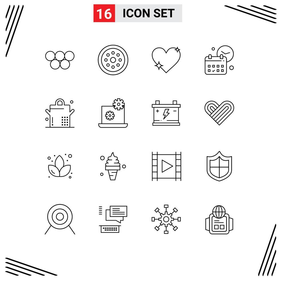 16 iconos creativos signos y símbolos modernos de fecha y hora calendario inteligente elementos de diseño de vectores editables favoritos