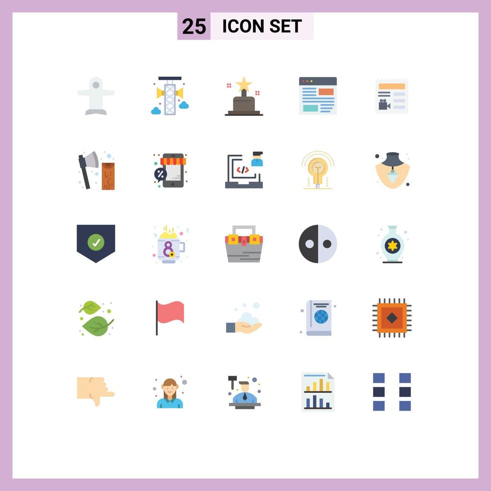 Editable Vector Line Pack of 25 Simple Flat Colors of basic page award layout design Editable Vector Design Elements