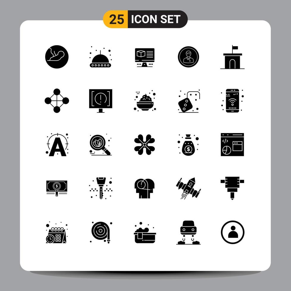 Pictogram Set of 25 Simple Solid Glyphs of user person box man business Editable Vector Design Elements