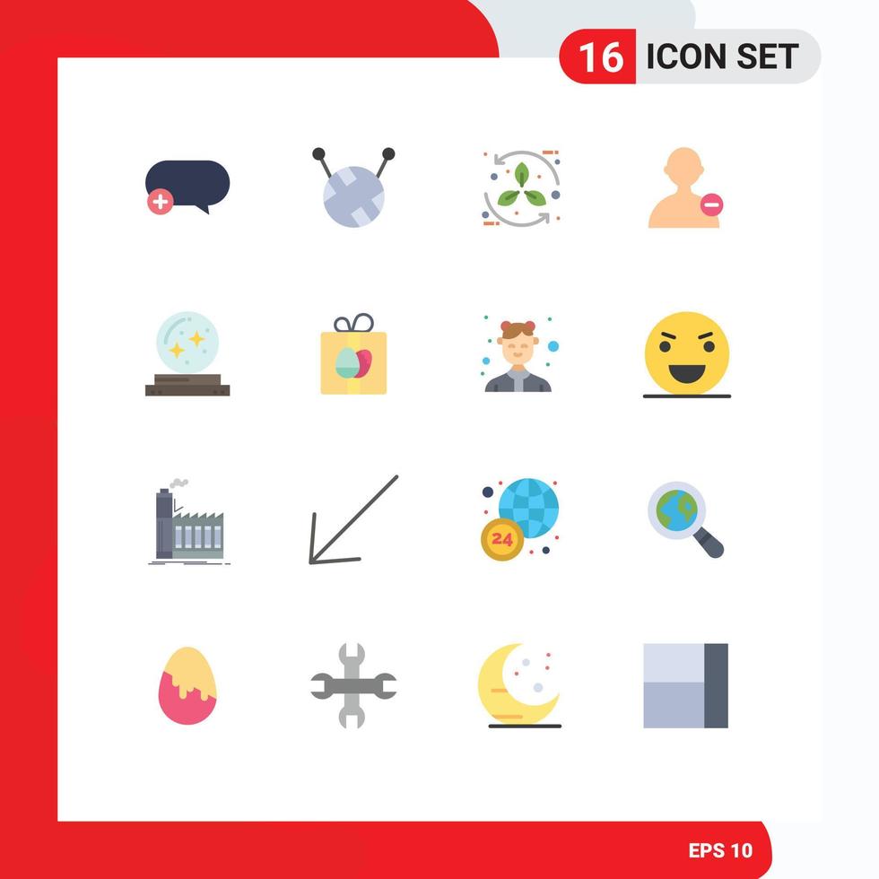 Group of 16 Flat Colors Signs and Symbols for chat recycle add cycle interface Editable Pack of Creative Vector Design Elements