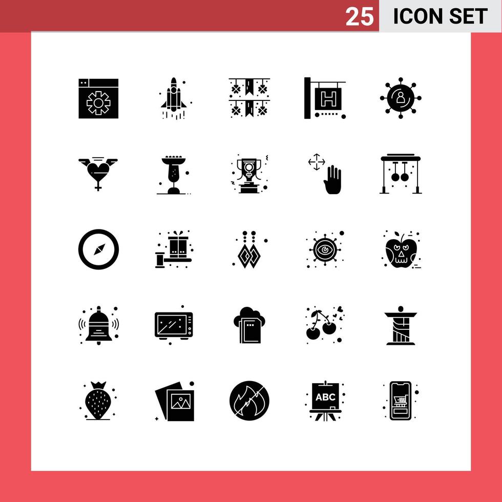 Stock Vector Icon Pack of 25 Line Signs and Symbols for seo media garland marketing vacation Editable Vector Design Elements