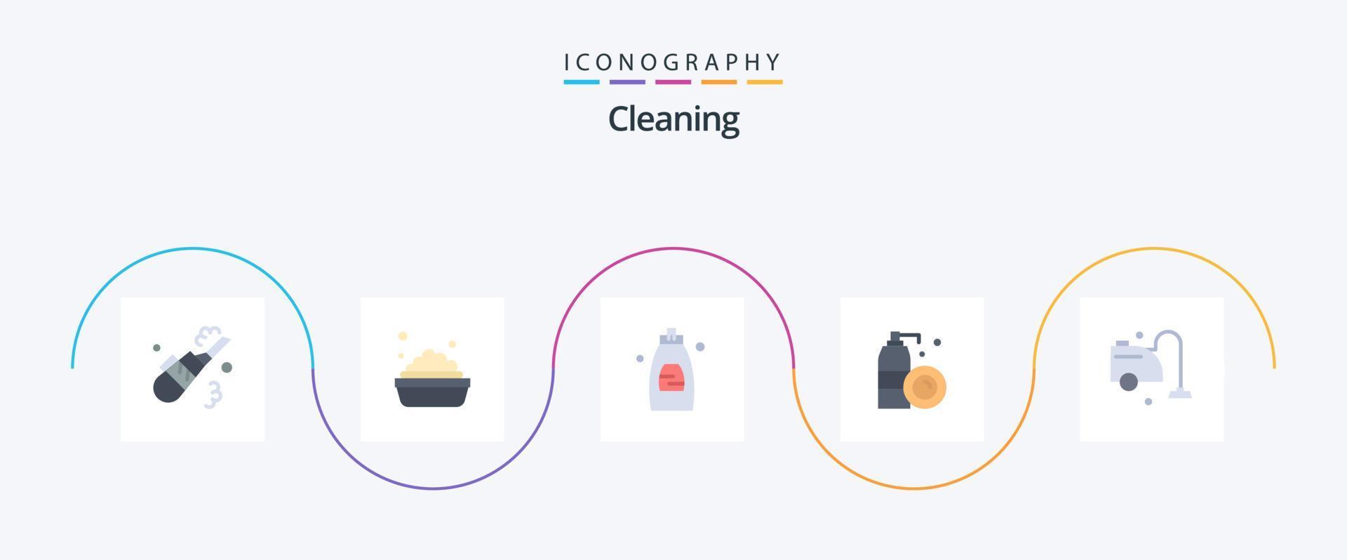 Cleaning Flat 5 Icon Pack Including cleaning. clean. cleaning gel. spray. bottle vector