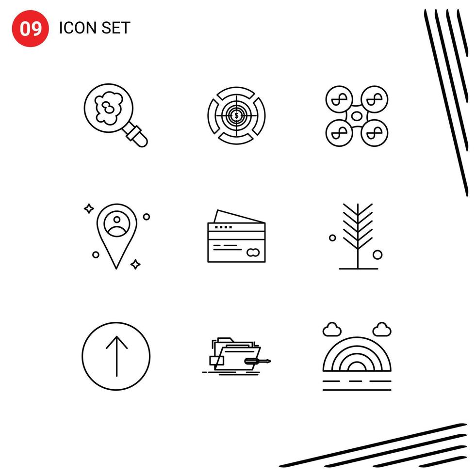 9 Thematic Vector Outlines and Editable Symbols of cards banking fly creditcard map Editable Vector Design Elements