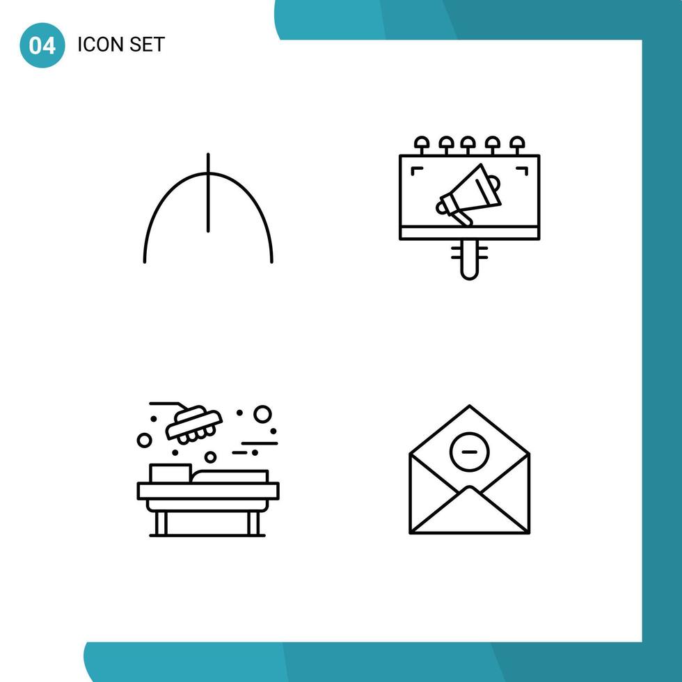 grupo de 4 signos y símbolos de colores planos de línea rellena para elementos de diseño vectorial editables de comunicación de marketing publicitario de sala de manat vector