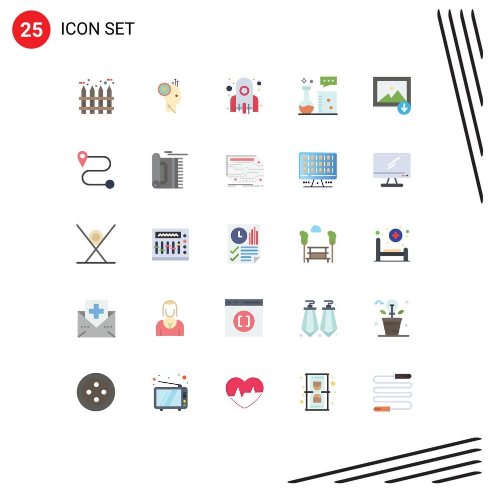 25 User Interface Flat Color Pack of modern Signs and Symbols of science lab chemistry laboratory idea chemistry lab rocket Editable Vector Design Elements